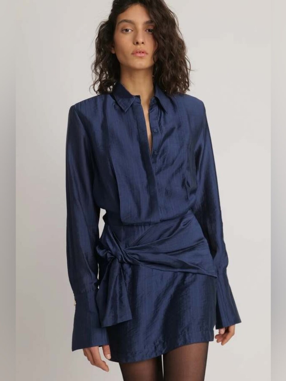 SABINA MUSAYEV Navy Blue Long Sleeve Mini Dress - Size S